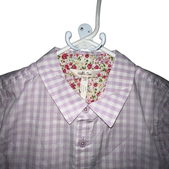 NWT Matilda Jane BOYS Miles Of Style Size 16 Button Up Shirt Purple Gingham Kids - Picture 3 of 9